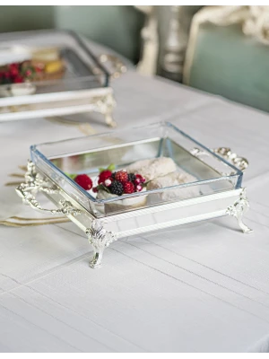 GÜMÜŞ KAPLAMA SUNUMLUK KARE FORM NO:1 KAPAKSIZ