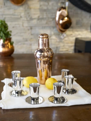 BAKIR SHOT BARDAĞI MEKSİKA GÜMÜŞ RENK 6LI SET(12 PARÇA)