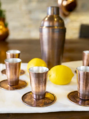 BAKIR SHOT BARDAĞI MEKSİKA MODEL OKSİTLİ RENK 6LI SET(12 PARÇA)