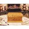 AHŞAP OYMA KİLİTLİ NAKIŞ KUTUSU ARDIÇ AĞACI