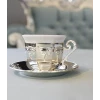 GÜMÜŞ KAPLAMA FİNCAN SETİ KÖŞELİ VE KABARTMA MOTİFLİ MODEL