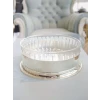 GÜMÜŞ KAPLAMA YUVARLAK SİLİNDİR KASE CAMLI SUNUMLUK (KESME KRİSTAL)