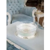 GÜMÜŞ KAPLAMA YUVARLAK SİLİNDİR KASE CAMLI SUNUMLUK (KESME KRİSTAL)