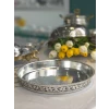 BAKIR FIRIN TEPSİSİ OYMA NAKIŞLI MODEL GÜMÜŞ RENK 35 CM