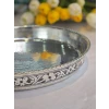 BAKIR FIRIN TEPSİSİ OYMA NAKIŞLI MODEL GÜMÜŞ RENK 35 CM