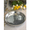 BAKIR FIRIN TEPSİSİ OYMA NAKIŞLI MODEL GÜMÜŞ RENK 35 CM