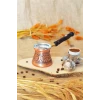BAKIR CEZVE SEDEF KULPLU OYMA NAKIŞ İŞLEME BAKIR RENK (3 KİŞİLİK)