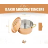 BAKIR MODERN TENCERE DERİN MODEL 21 CM BAKIR RENK