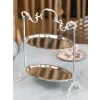 GÜMÜŞ KAPLAMA İKİ KATLI TEPSİLİ SUNUMLUK OVAL FORM