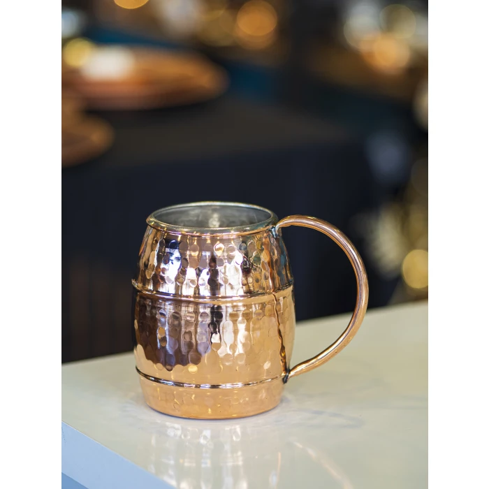 BAKIR BARDAK FIÇI MODEL ÇEKİÇ DÖVME PARLAK BAKIR RENK