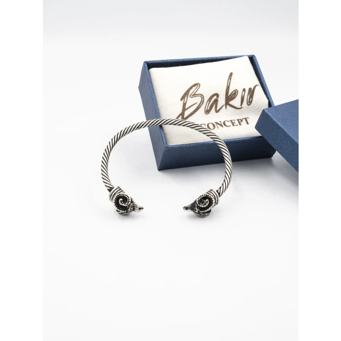 Bakır Bileklik KOÇ BAŞLI MODEL GÜMÜŞ KAPLAMA