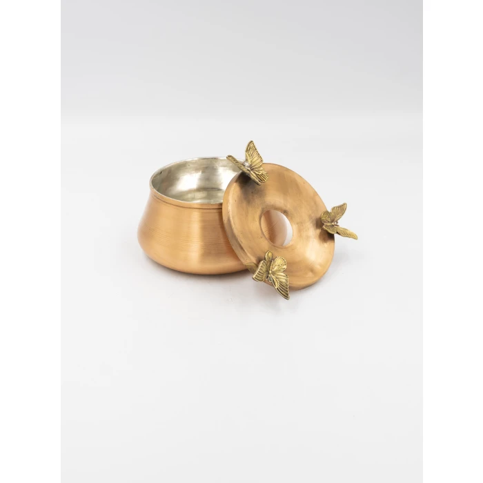 Bakır Kül Tablası Kelebekli Model Mat Bakır Renk