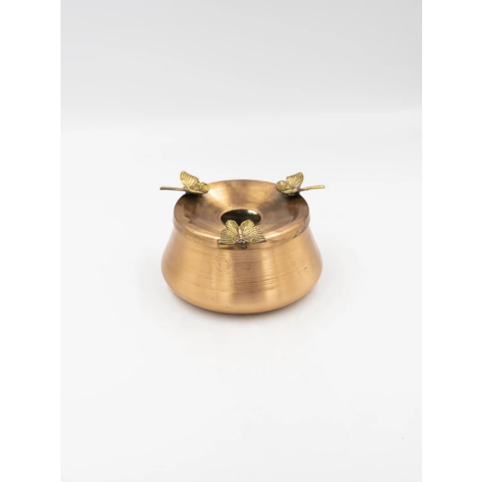 Bakır Kül Tablası Kelebekli Model Mat Bakır Renk