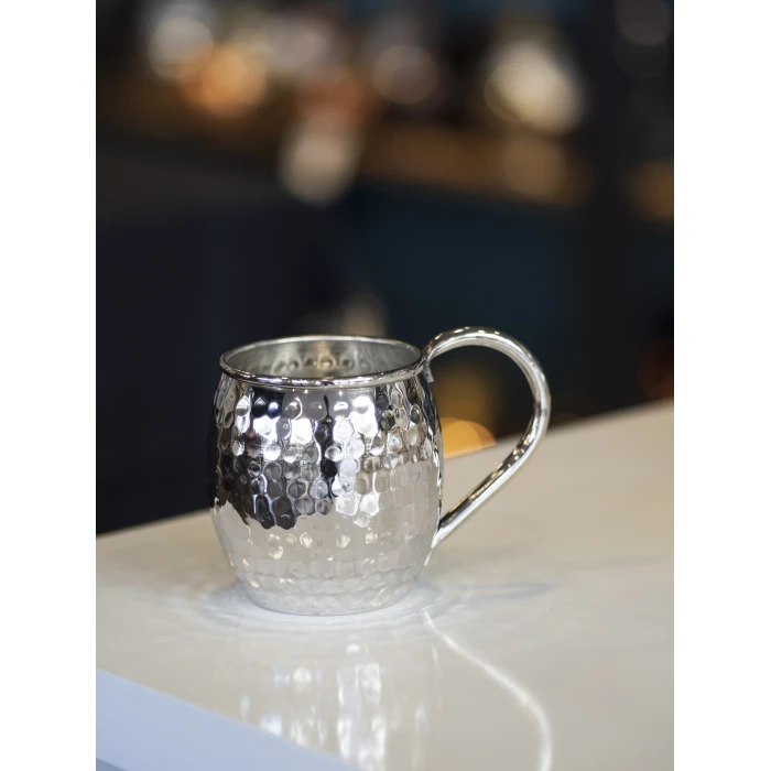 BAKIR KUPA BARDAK TOMBUL ÇEKİÇ DÖVME MODEL GÜMÜŞ RENK