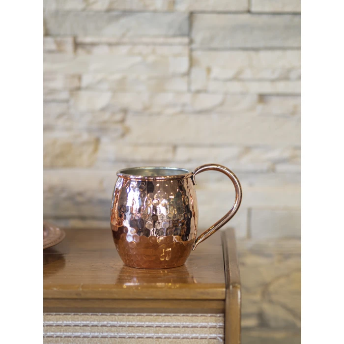 BAKIR KUPA BARDAK TOMBUL MODEL ÇEKİÇ DÖVME PARLAK BAKIR RENK