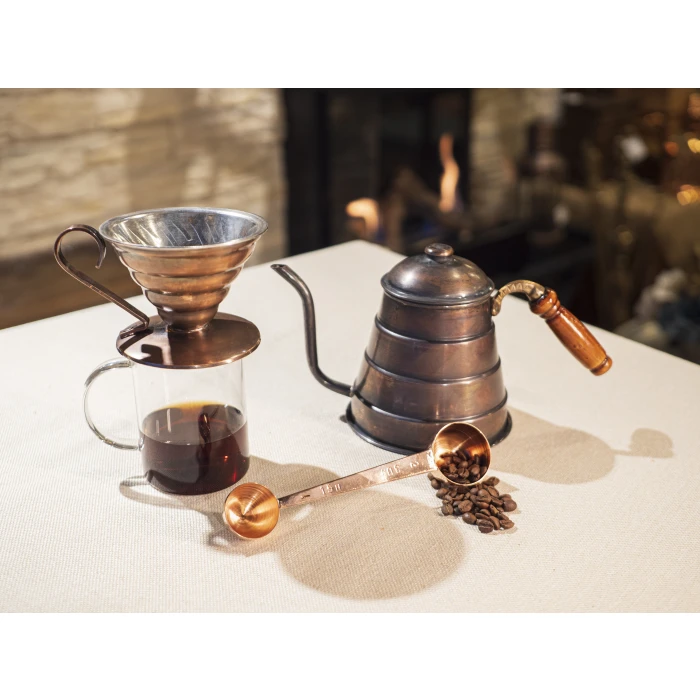 BAKIR FİLTRE KAHVE SETİ V60 OKSİTLİ RENK