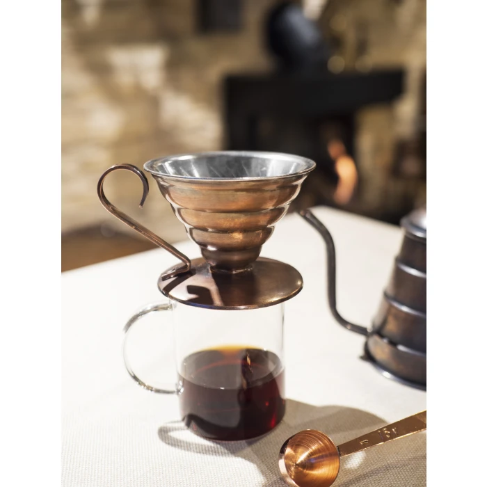 BAKIR FİLTRE KAHVE SETİ V60 OKSİTLİ RENK