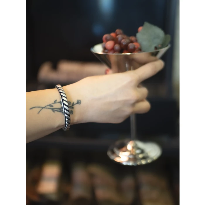 Bakır Bileklik BURMA MODEL GÜMÜŞ KAPLAMA