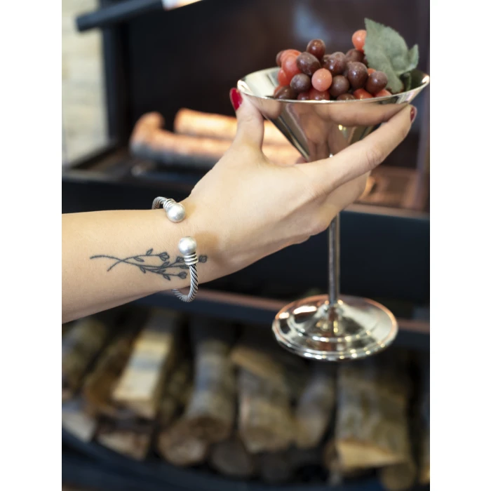 Bakır Bileklik Top Başlı Model Gümüş Kaplama