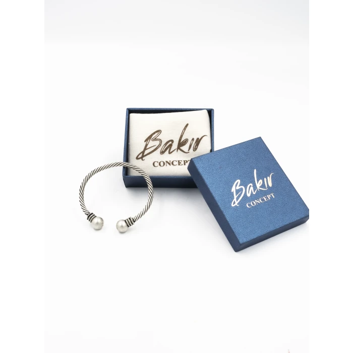 Bakır Bileklik Top Başlı Model Gümüş Kaplama