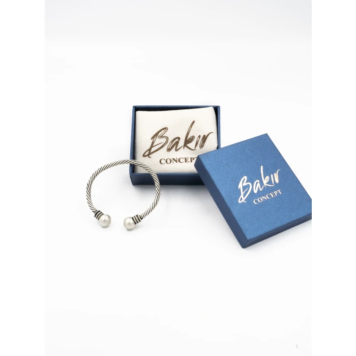 Bakır Bileklik Top Başlı Model Gümüş Kaplama