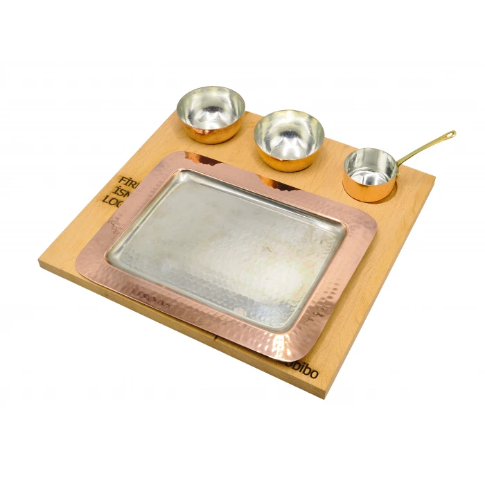 Ahşap Standlı Yemek Sunumu Seti #002