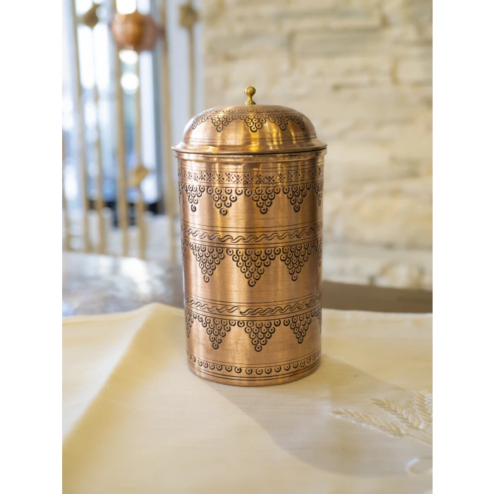 BAKIR BAHARATLIK NAKIŞ İŞLEME ÜZÜM DESENLİ UZUN MAT BAKIR RENK