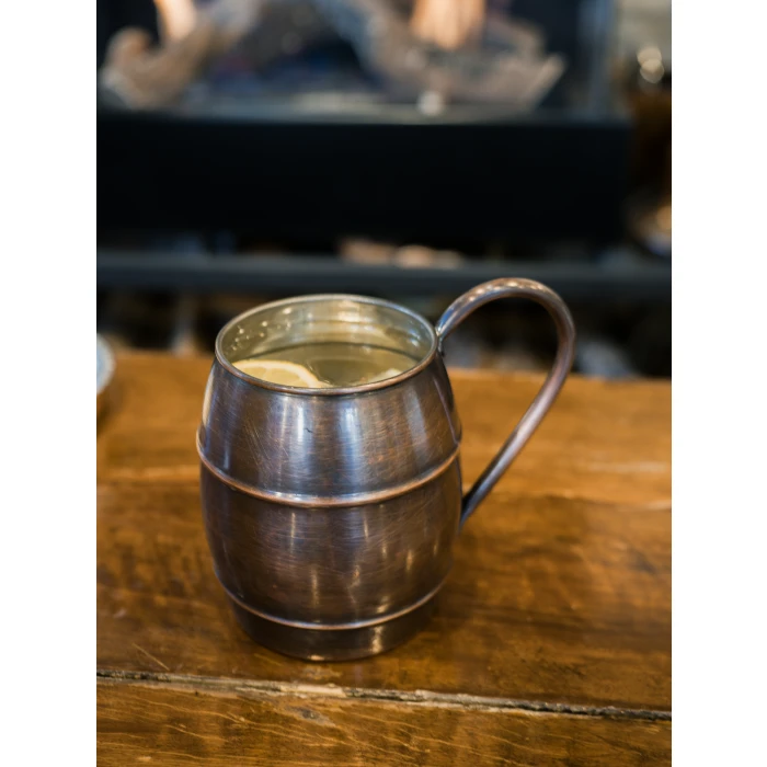 Bakır Bardak Fıçı Model Oksit Renk 2li