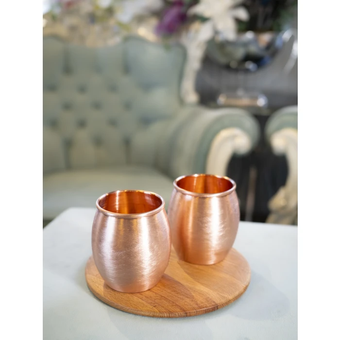 Bakır Kupa Bardak Tombul Kokteyl Mat Bakır Renk (Kalaysız)