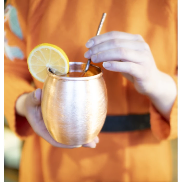 Bakır Kupa Bardak Tombul Kokteyl Mat Bakır Renk (Kalaysız)