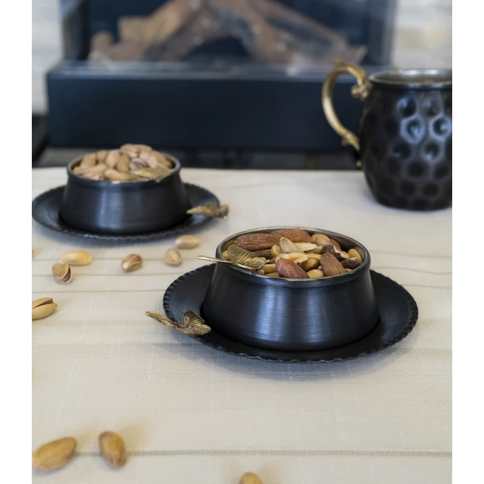 BAKIR ÇEREZLİK KELEBEK DETAYLI TABAKLI OKSİT RENK 2Lİ SET (4 PARÇA)