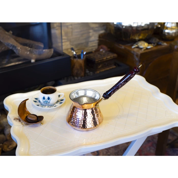 BAKIR CEZVE ÇEKİÇ DÖVME TOMBUL MODEL BAKIR RENK 4 KİŞİLİK