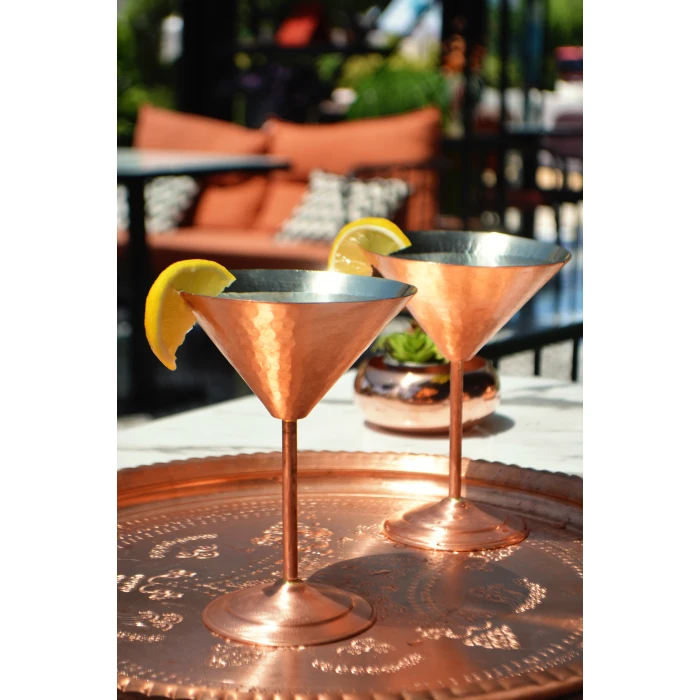 Bakır Kadeh Martini Çekiç Dövme Model Mat Bakır Renk