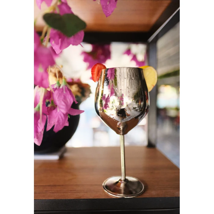 Bakır Kadeh Modern Model Gümüş Renk 2li