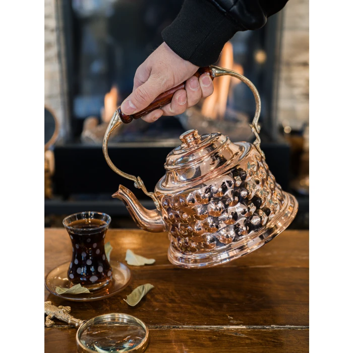 BAKIR DEMLİK KABARTMALI MARAŞ MODEL PARLAK RENK