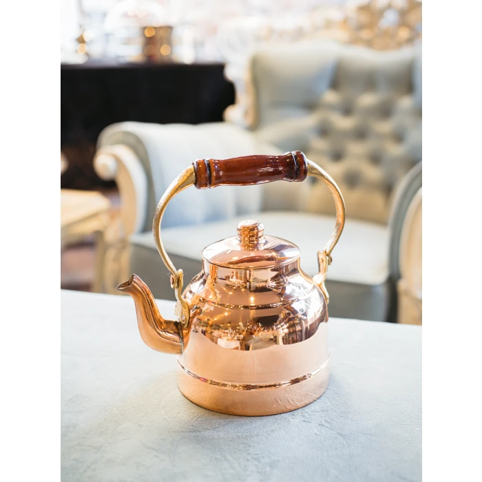 BAKIR DEMLİK MODERN MODEL AHŞAP KULP BAKIR RENK