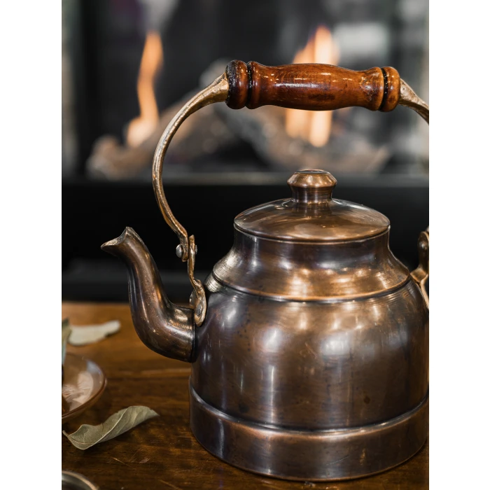 BAKIR DEMLİK MODERN MODEL AHŞAP KULP OKSİT RENK