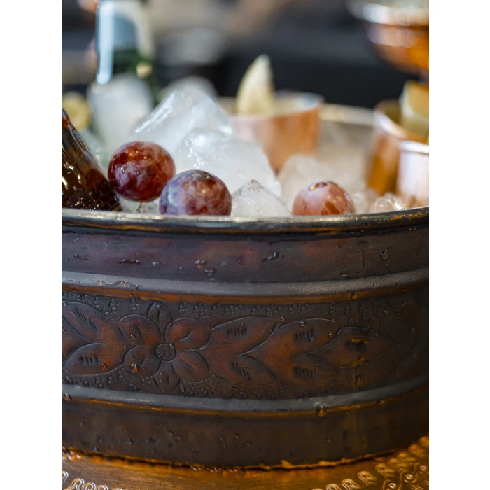 Bakır Buz kovası Desen Kakmalı Oksitli Bakır Renk