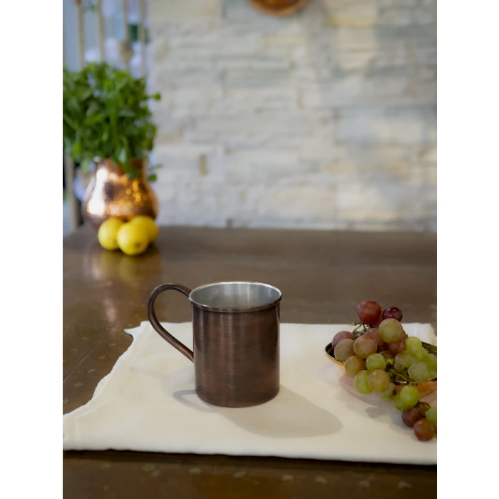 Bakır Kupa Bardak Düz Model Oksit Renk 400 ml