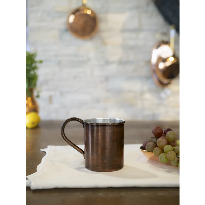 Bakır Kupa Bardak Düz Model Oksit Renk 400 ml
