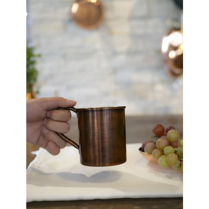 Bakır Kupa Bardak Düz Model Oksit Renk 400 ml