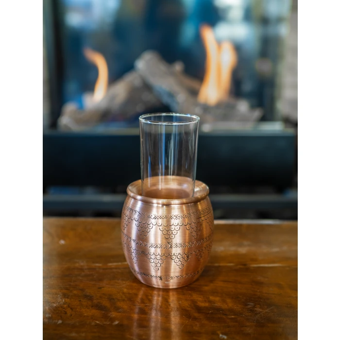 Bakır Ehlikeyf Soğutucu Jelli Tombul Model Üzüm Desen 2li Mat Bakır Renk