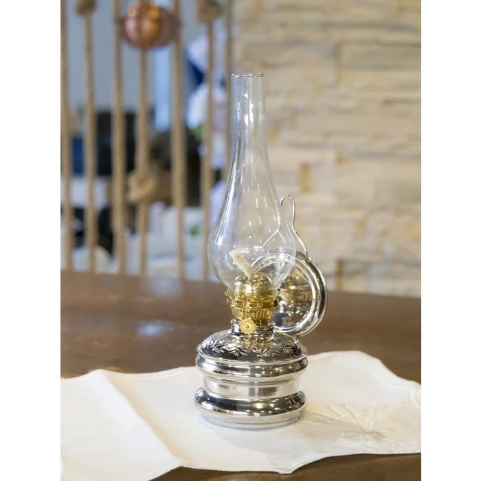 BAKIR GAZ LAMBASI, NİKEL KAPLAMA, GÜMÜŞ RENK