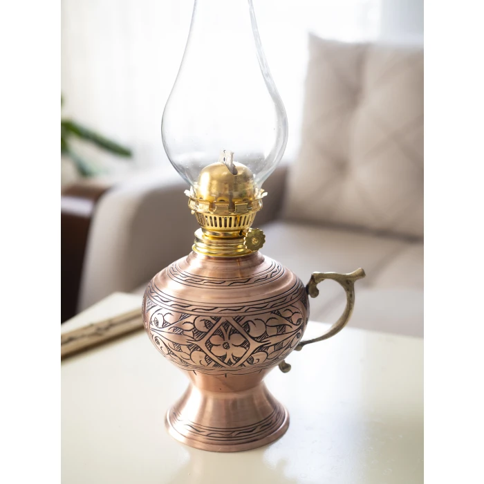 BAKIR GAZ LAMBASI OYMA NAKIŞ İŞLEME MAT BAKIR RENK