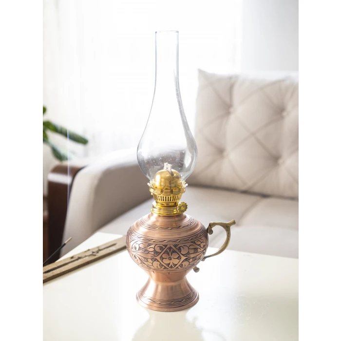 BAKIR GAZ LAMBASI OYMA NAKIŞ İŞLEME MAT BAKIR RENK