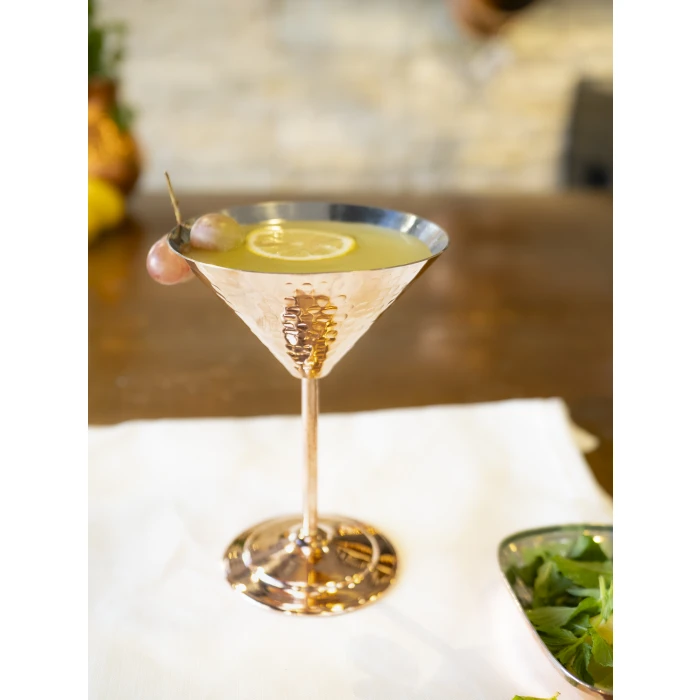 Bakır Kadeh Martini Çekiç Dövme Model Parlak Bakır Renk