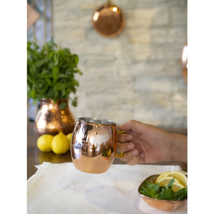 BAKIR KUPA BARDAK DÖKÜM KULPLU MODEL BAKIR RENK