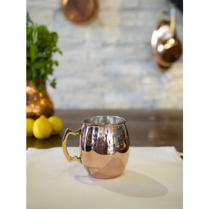 BAKIR KUPA BARDAK DÖKÜM KULPLU MODEL PARLAK (2Lİ)