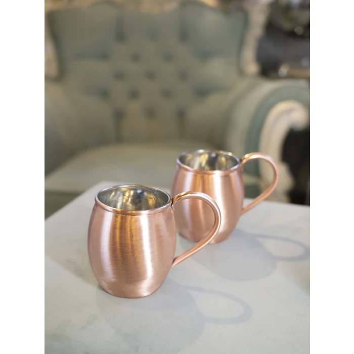 BAKIR KUPA BARDAK TOMBUL MODEL 2Lİ MAT BAKIR RENK
