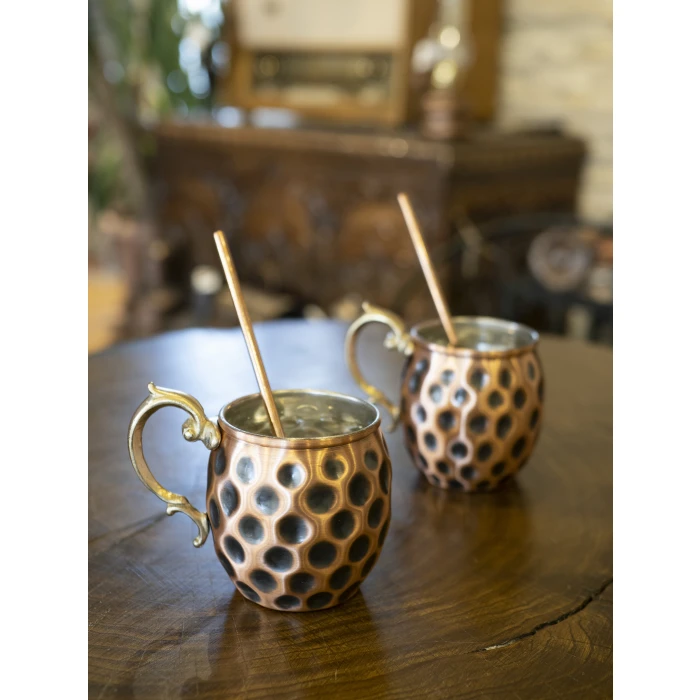 BAKIR KUPA BARDAK GAMZELİ MODEL ÇİFT RENK (2Lİ)